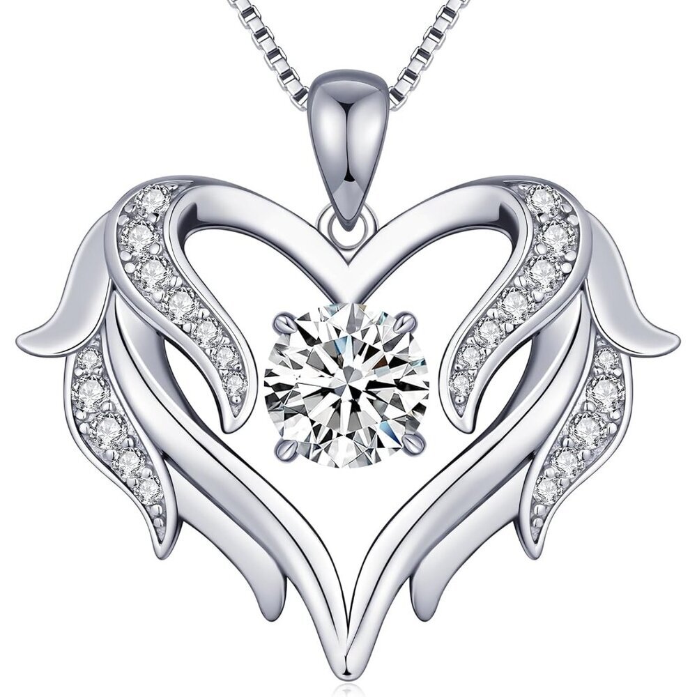 Sterling Silver 1ct Moissanite Heart Necklace for Women, Anniversary and Birthda